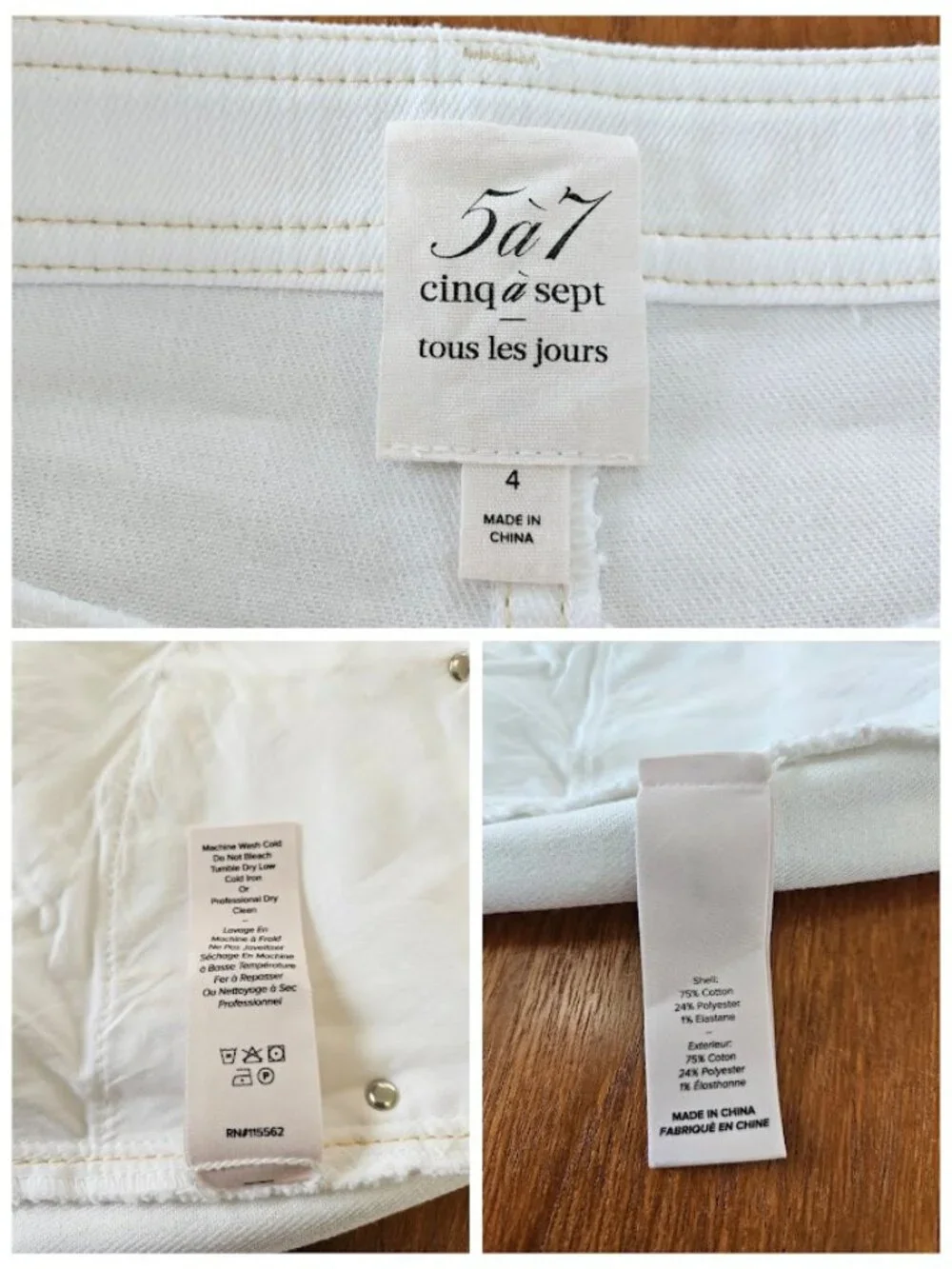 Cinq a Sept Turquoise Embellished Ceil Shorts Denim White 4 - Picture 9 of 12